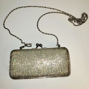 SILVER WOMEN'S SPARKLE BEJEWELED CLUTCH/CROSSBODY